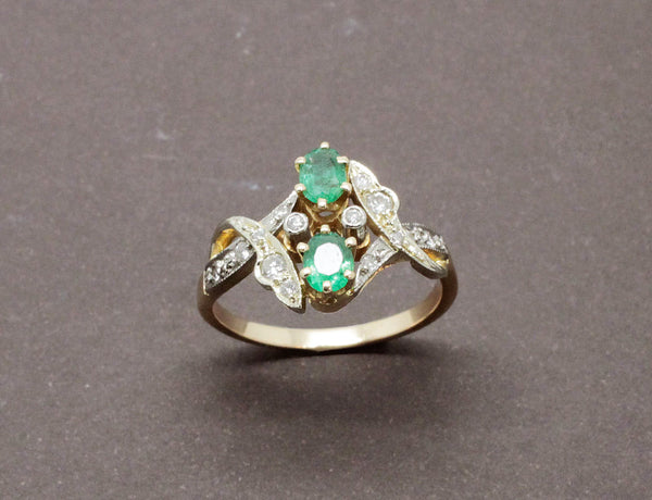 Bague Toi et Moi Émeraudes
