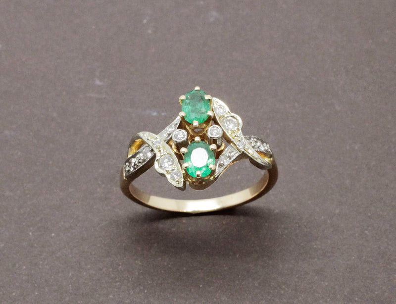 Bague Toi et Moi Émeraudes