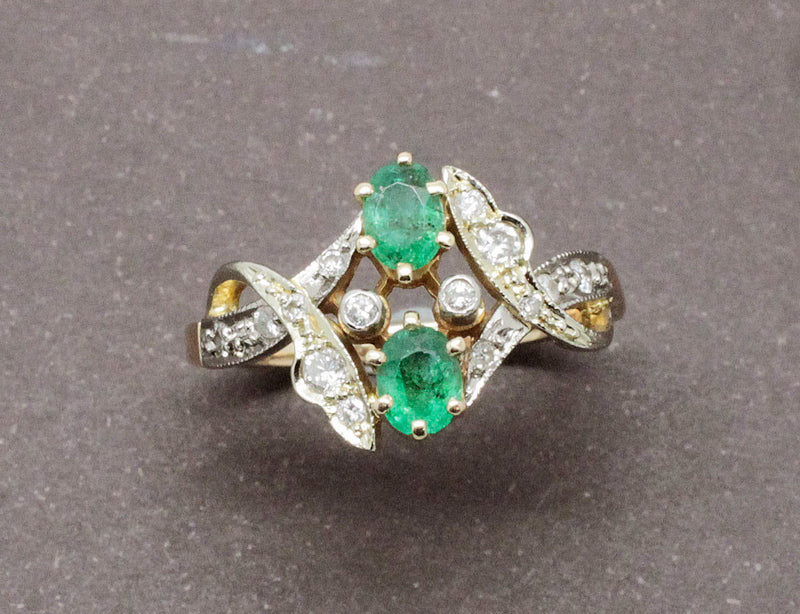 Bague Toi et Moi Émeraudes