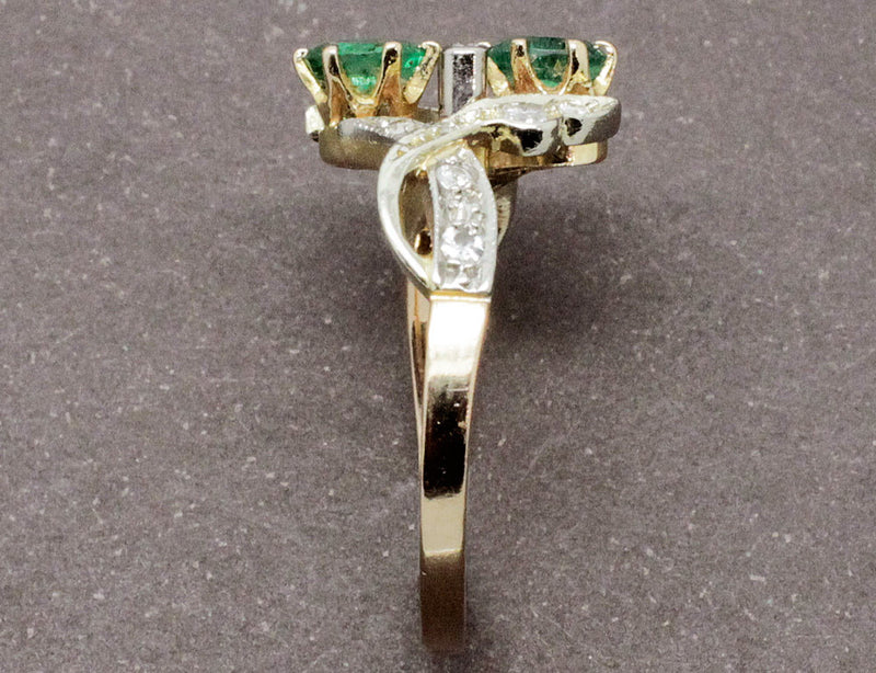 Bague Toi et Moi Émeraudes