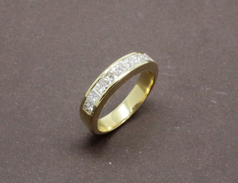 Alliance Demi Empierrée Diamants Or Jaune