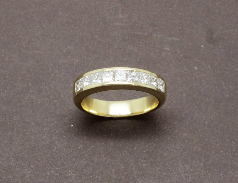Alliance Demi Empierrée Diamants Or Jaune