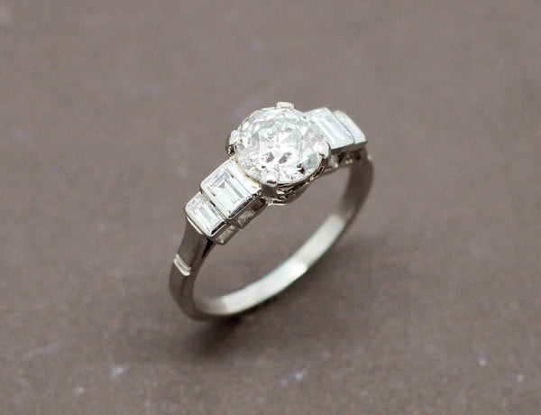 Bague Art Déco Platine Diamant 1,62 ct