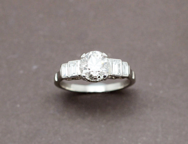 Bague Art Déco Platine Diamant 1,62 ct