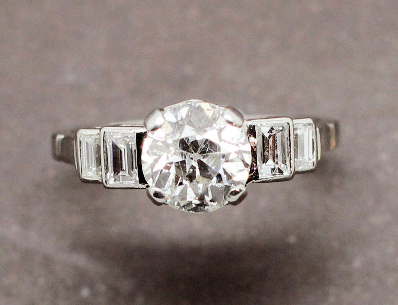 Bague Art Déco Platine Diamant 1,62 ct