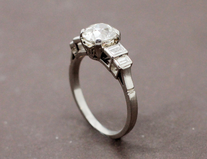 Bague Art Déco Platine Diamant 1,62 ct