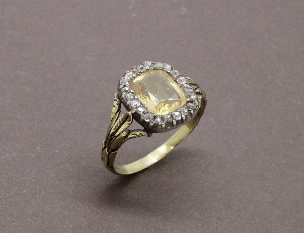 Bague Ancienne Citrine et Diamants