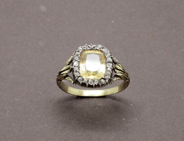 Bague Ancienne Citrine et Diamants