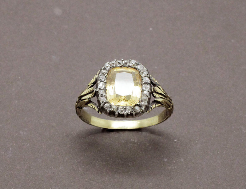 Bague Ancienne Citrine et Diamants