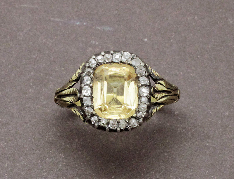 Bague Ancienne Citrine et Diamants