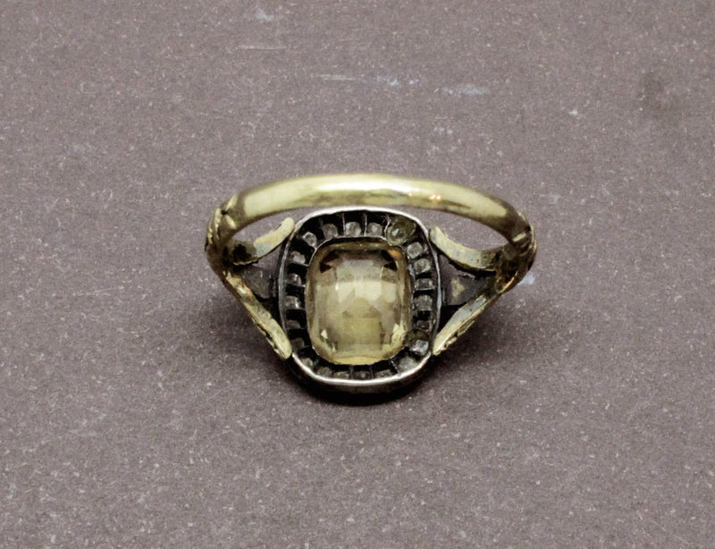 Bague Ancienne Citrine et Diamants