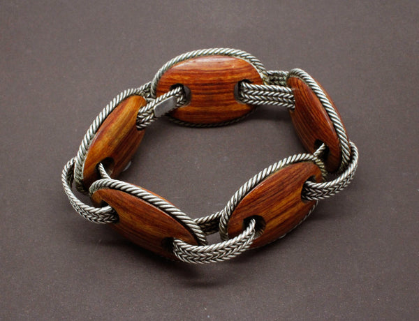 Bracelet Bois et Argent Hermès Vintage