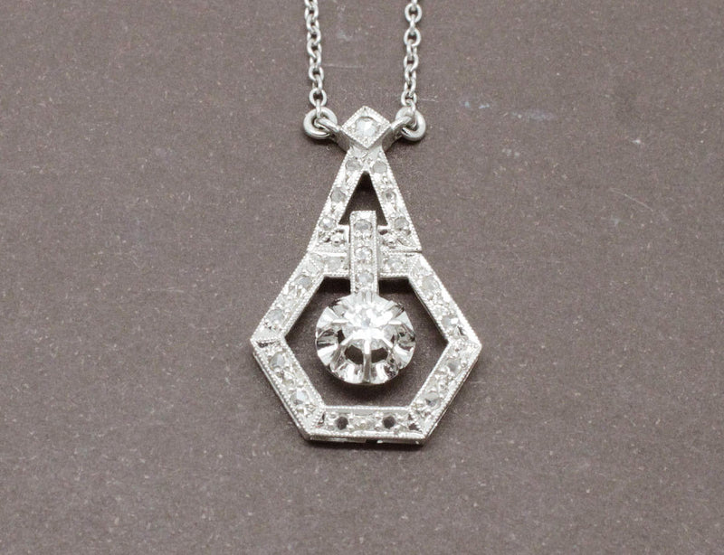 Pendentif Art Déco Platine Diamants