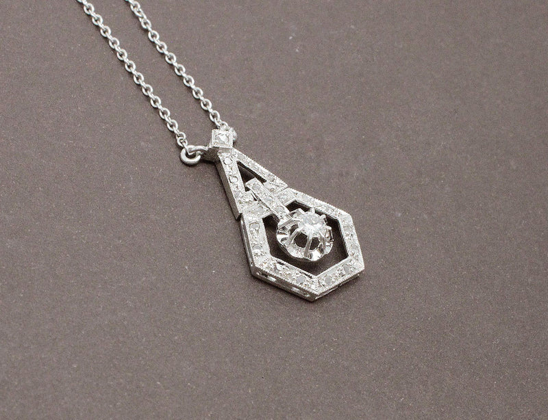 Pendentif Art Déco Platine Diamants