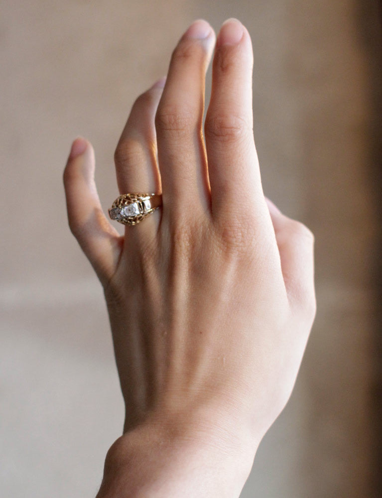 Bague Or Jaune Diamants 1950