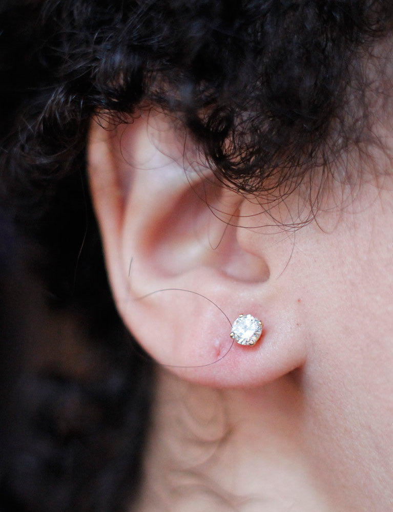 Puces d'Oreilles Or Jaune Diamants