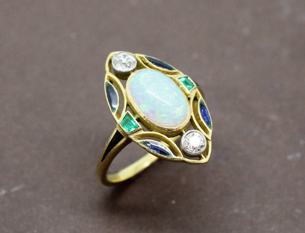 Bague Art Nouveau Opale Signée Dubret