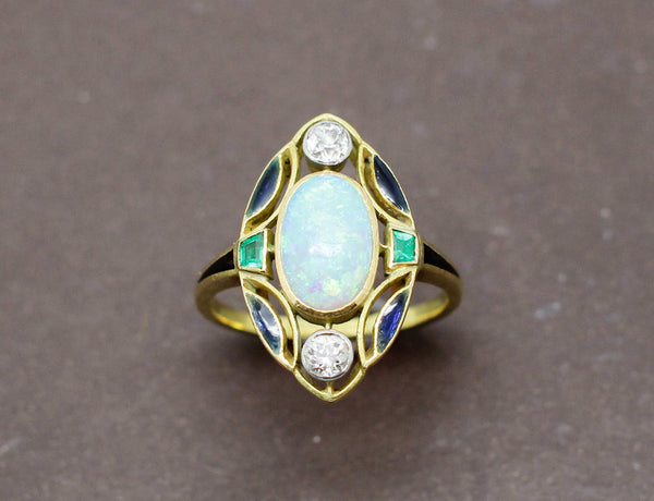 Bague Art Nouveau Opale Signée Dubret