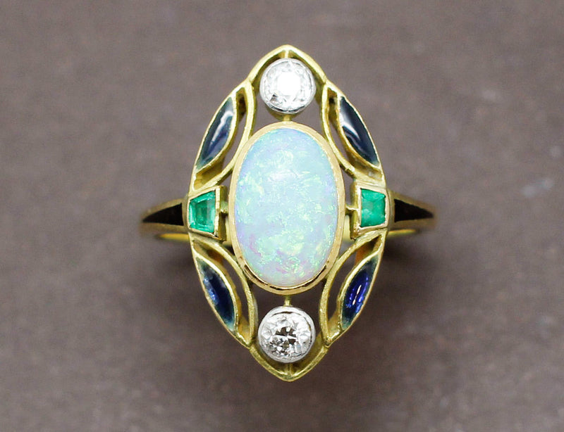 Bague Art Nouveau Opale Signée Dubret