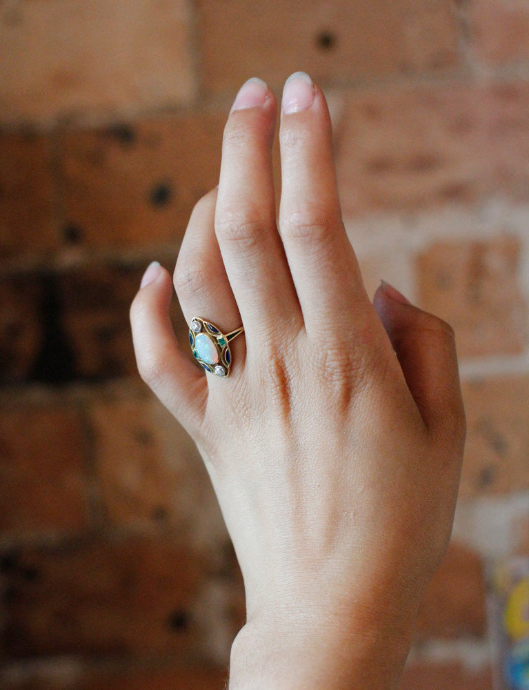 Bague Art Nouveau Opale Signée Dubret