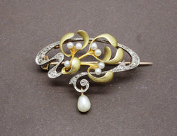 Broche Art Nouveau Perles Fines