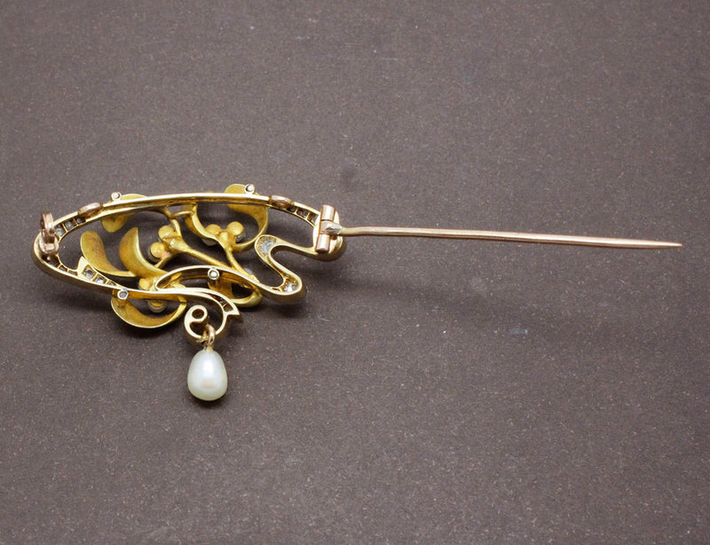 Broche Art Nouveau Perles Fines