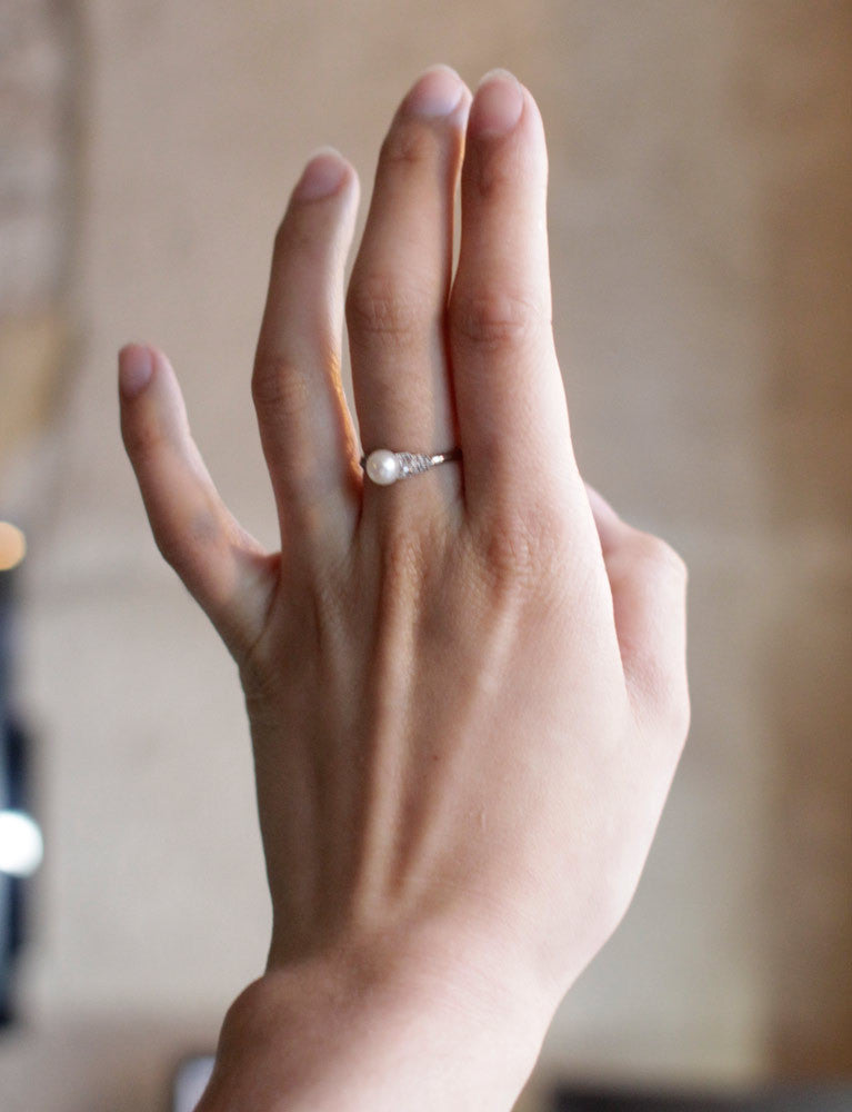 Bague Art Déco Perle et Diamants