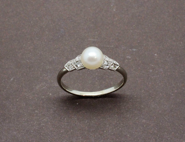 Bague Art Déco Perle et Diamants