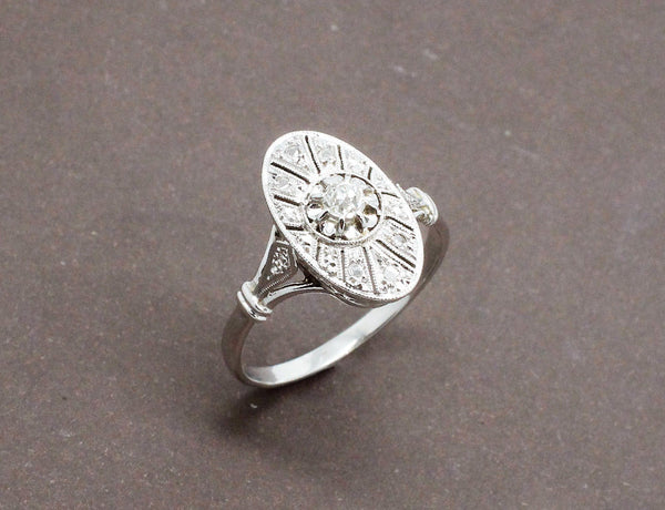 Bague Marquise Or Blanc Platine et Diamants