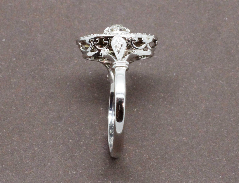 Bague Marquise Or Blanc Platine et Diamants