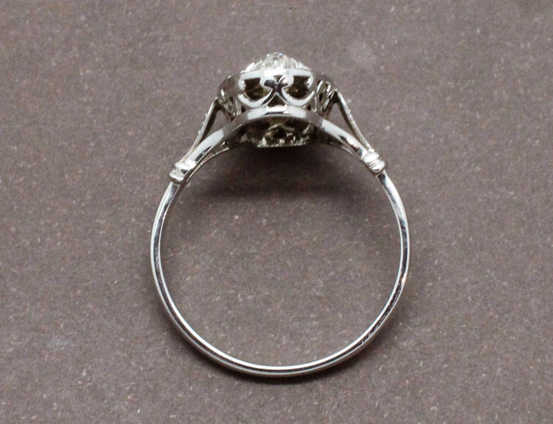 Bague Marquise Or Blanc Platine et Diamants