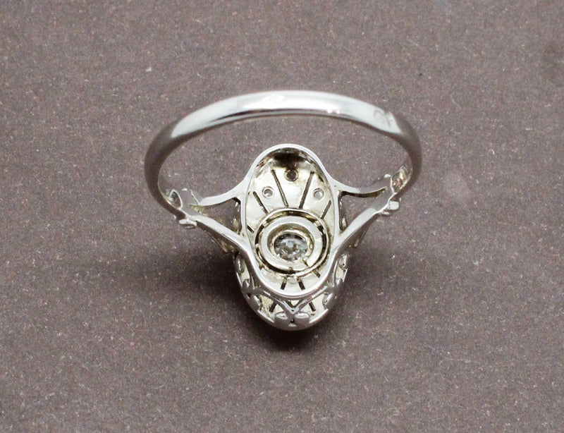 Bague Marquise Or Blanc Platine et Diamants