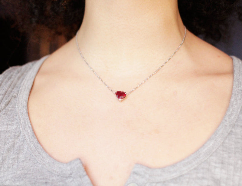 Pendentif Coeur Rubis Or Blanc