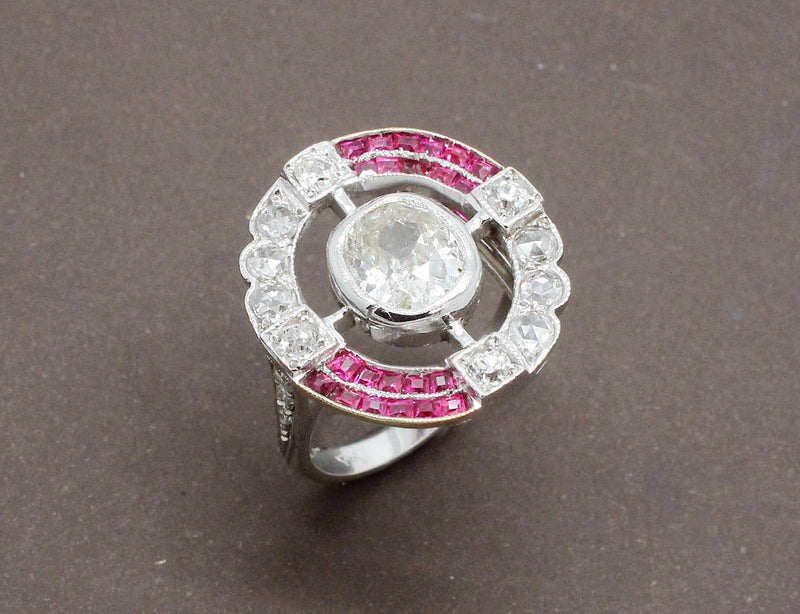 Bague Art Déco Diamants et Calibrés