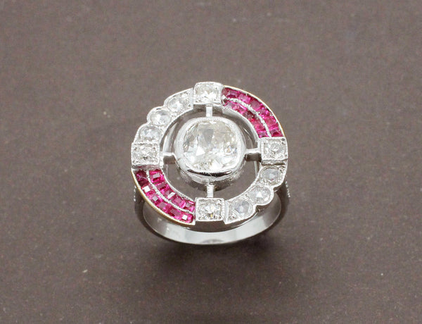 Bague Art Déco Diamants et Calibrés