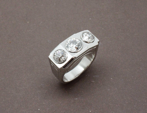 Bague Tank Platine et Diamants