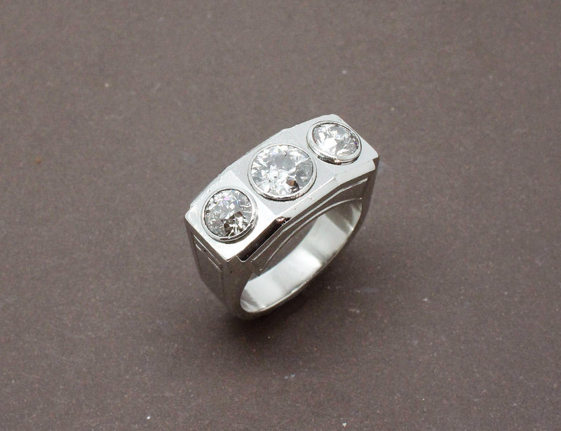 Bague Tank Platine et Diamants