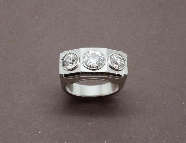 Bague Tank Platine et Diamants