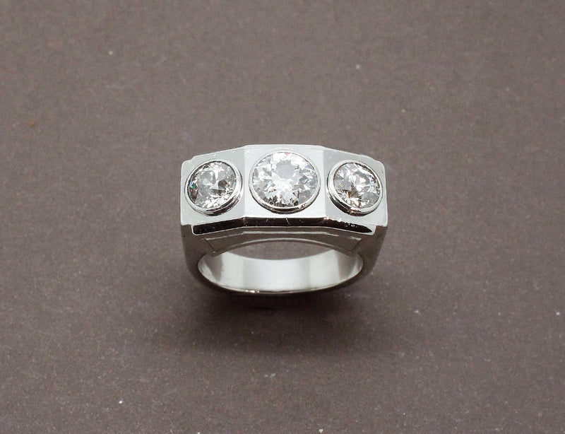 Bague Tank Platine et Diamants
