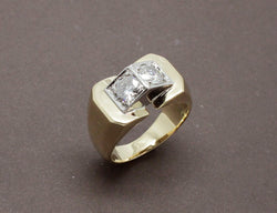 Bague Tank or Jaune et Diamants