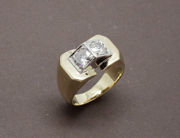Bague Tank or Jaune et Diamants