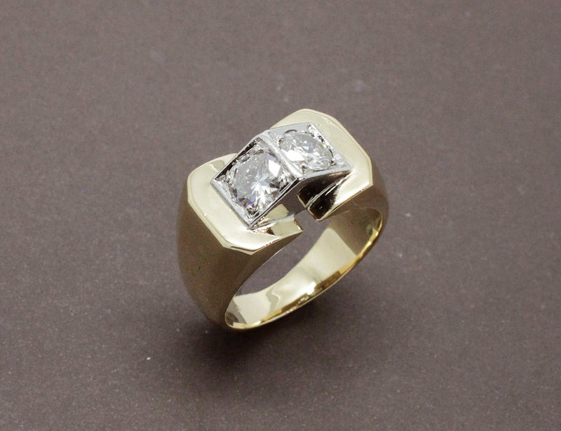 Bague Tank or Jaune et Diamants