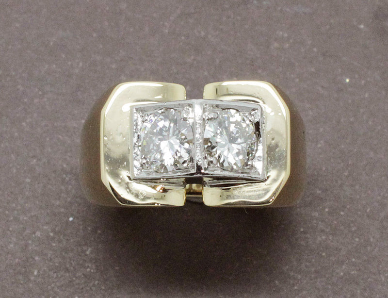 Bague Tank or Jaune et Diamants