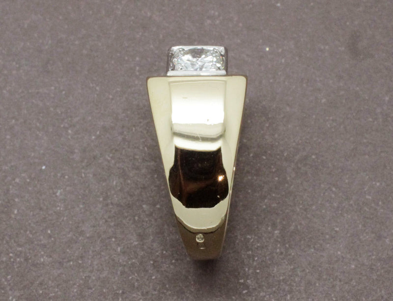Bague Tank or Jaune et Diamants