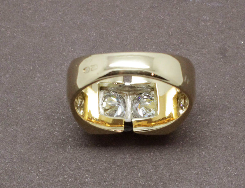Bague Tank or Jaune et Diamants