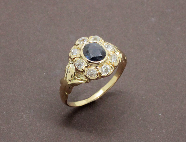 Bague Marguerite Or Saphir Diamants