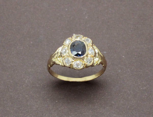 Bague Marguerite Or Saphir Diamants