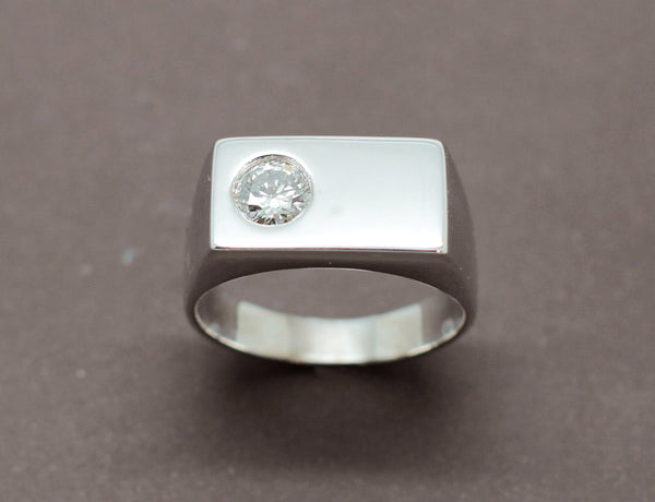 Chevalière Or Blanc Diamant
