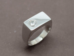 Chevalière Or Blanc Diamant