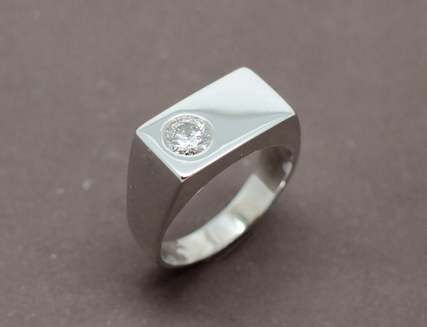Chevalière Or Blanc Diamant